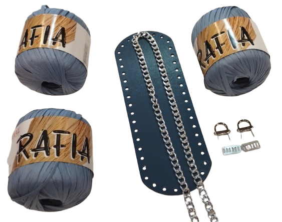 Kit borsa con rafia naturale