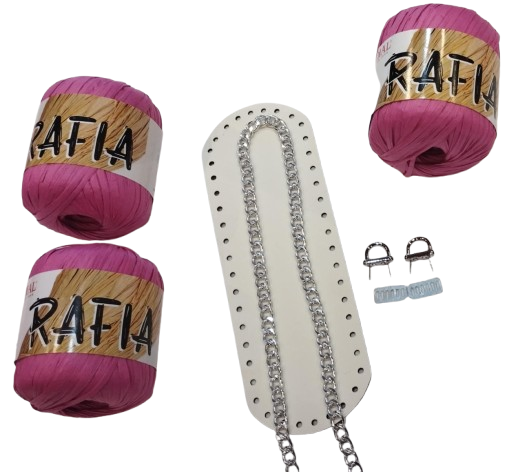 Kit borsa con rafia naturale