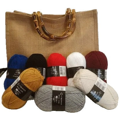Kit borsa juta con gomitoli di lana