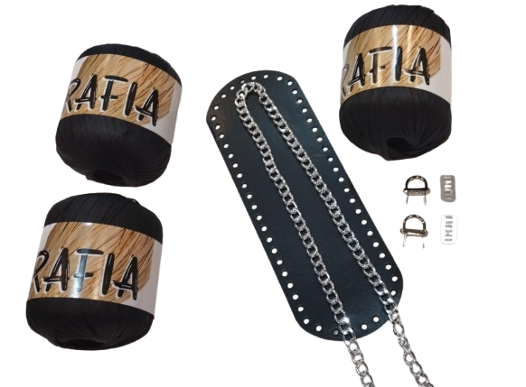 Kit borsa con rafia naturale
