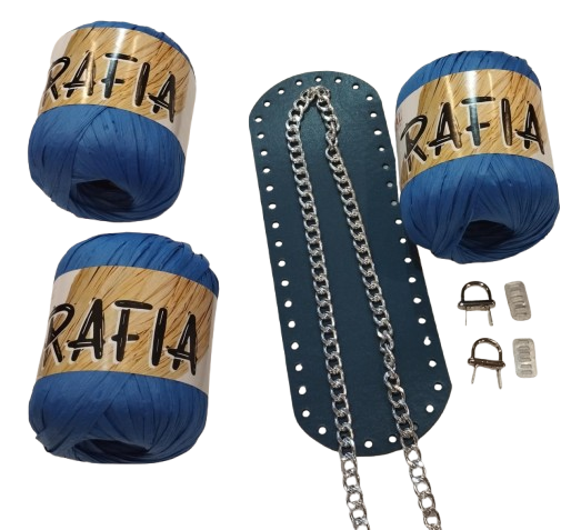 Kit borsa con rafia naturale