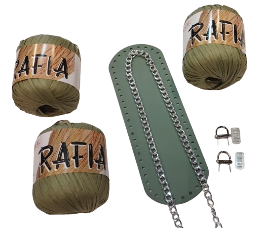 Kit borsa con rafia naturale