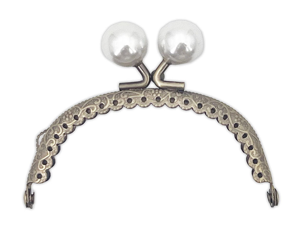 Click clack 8,5 cm. Tonda con perla colore bronzo