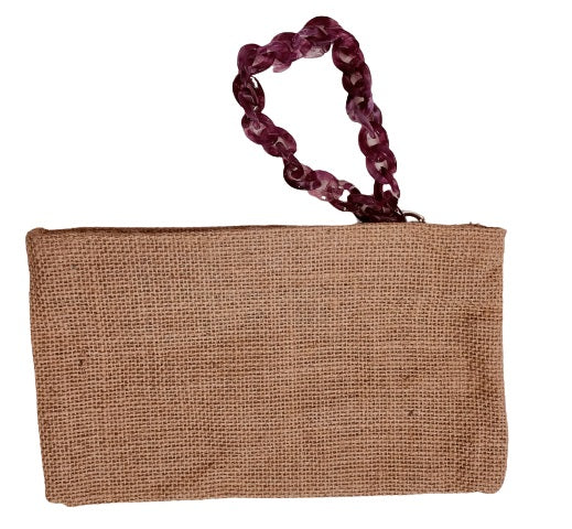 Pochette juta con polsiera catena