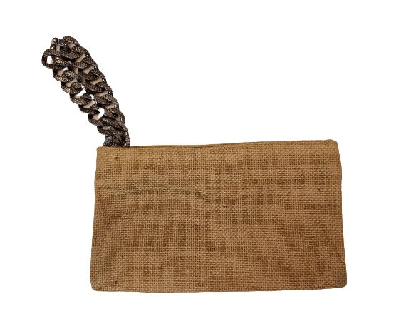 Pochette juta con polsiera catena