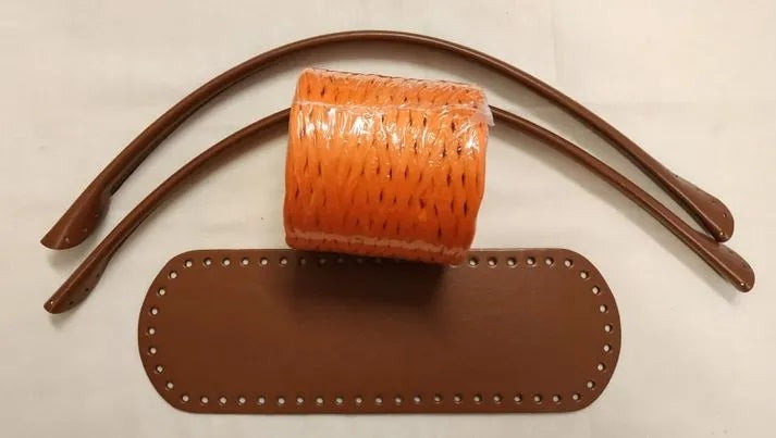 Kit borsa con rafia naturale grezza