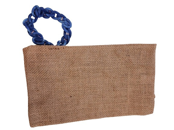 Pochette juta con polsiera catena