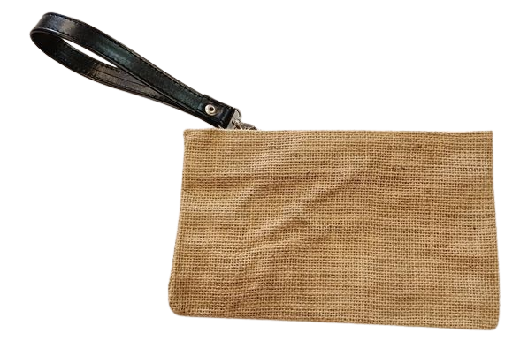 Pochette juta con polsiera ecopelle