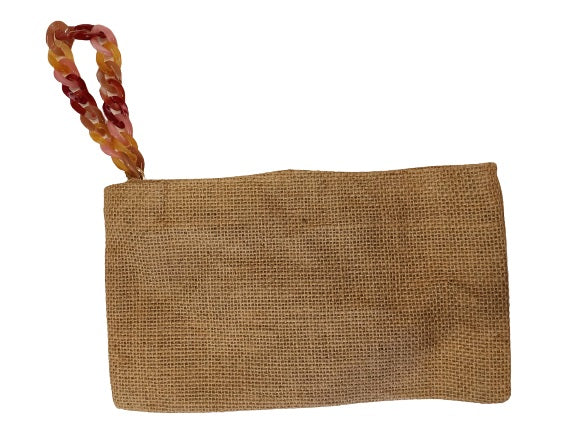 Pochette juta con polsiera catena
