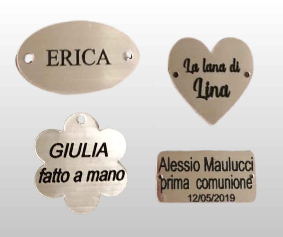 Etchette in plexiglass argento
