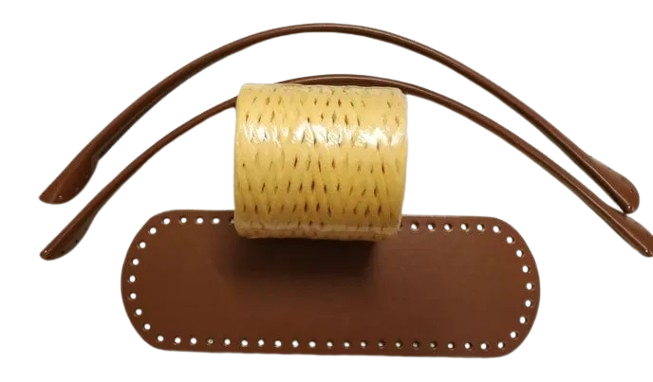 Kit borsa con rafia naturale grezza