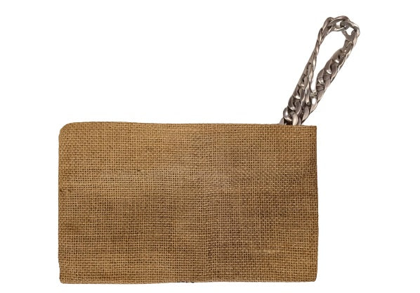 Pochette juta con polsiera catena