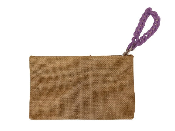 Pochette juta con polsiera catena