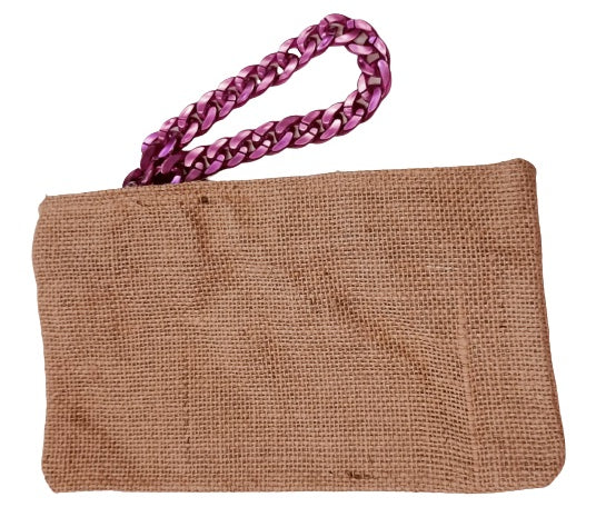 Pochette juta con polsiera catena