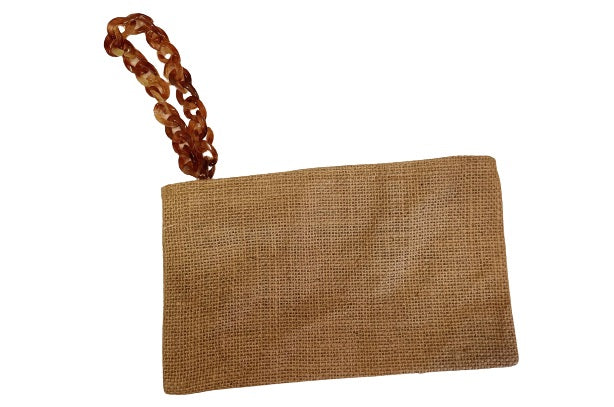 Pochette juta con polsiera catena