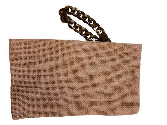 Pochette juta con polsiera catena