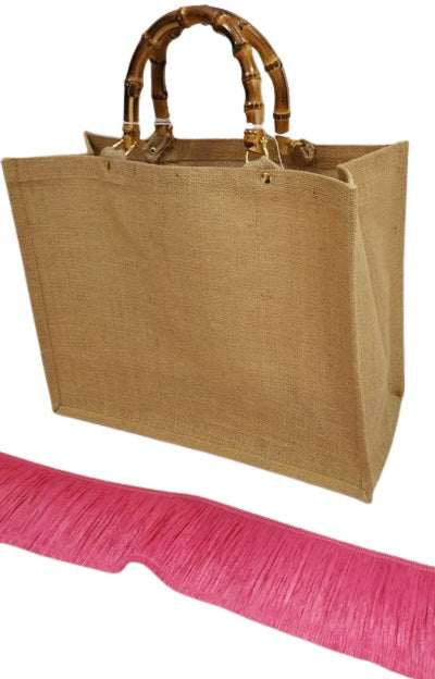 Kit borsa juta con frange misura 30x30 cm