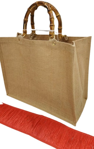 Kit borsa juta con frange misura 30x30 cm