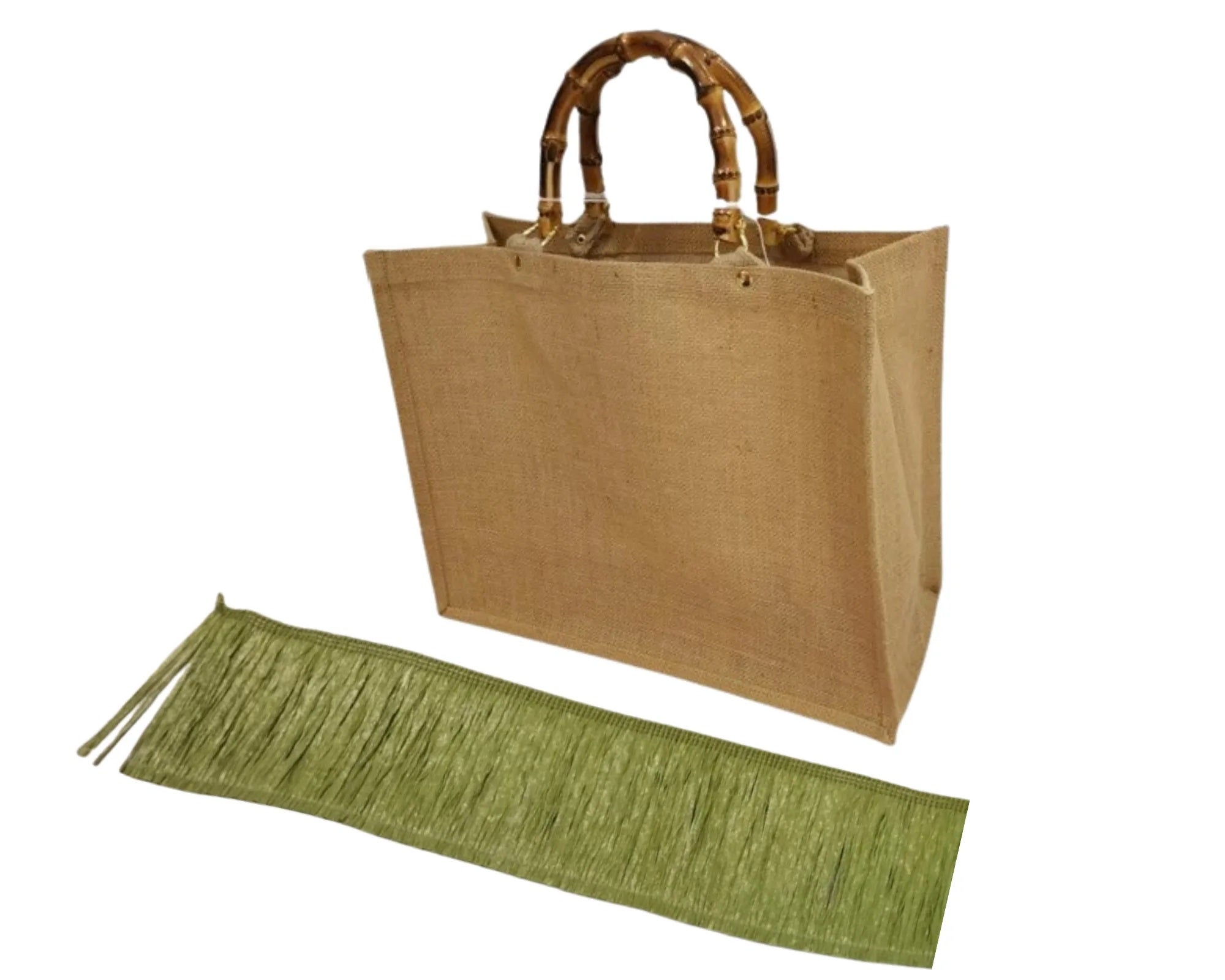 Kit borsa juta con frange misura 30x42 cm