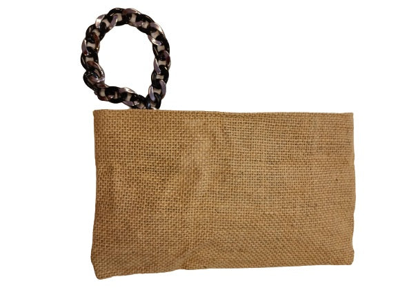 Pochette juta con polsiera catena