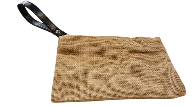Pochette juta con polsiera ecopelle