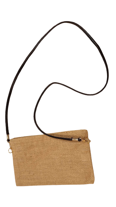 Pochette juta con tracolla ecopelle