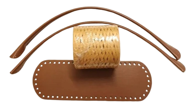 Kit borsa con rafia naturale grezza