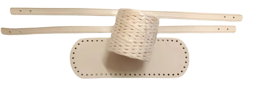 Kit borsa con rafia naturale grezza