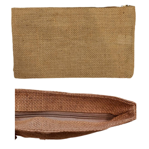 Pochette in juta con zip