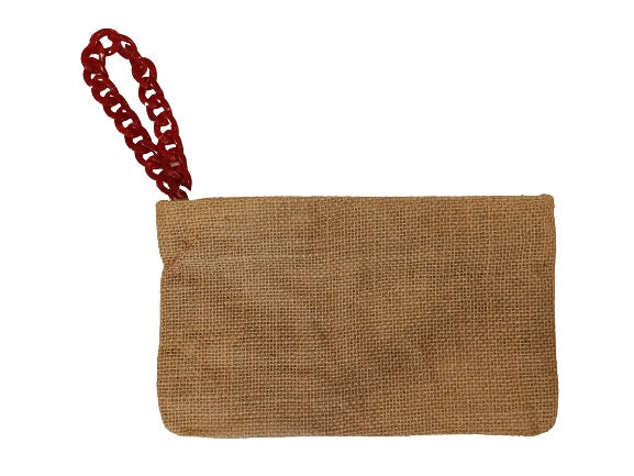Pochette juta con polsiera catena