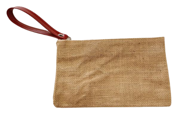 Pochette juta con polsiera ecopelle