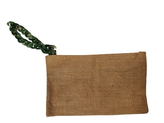 Pochette juta con polsiera catena